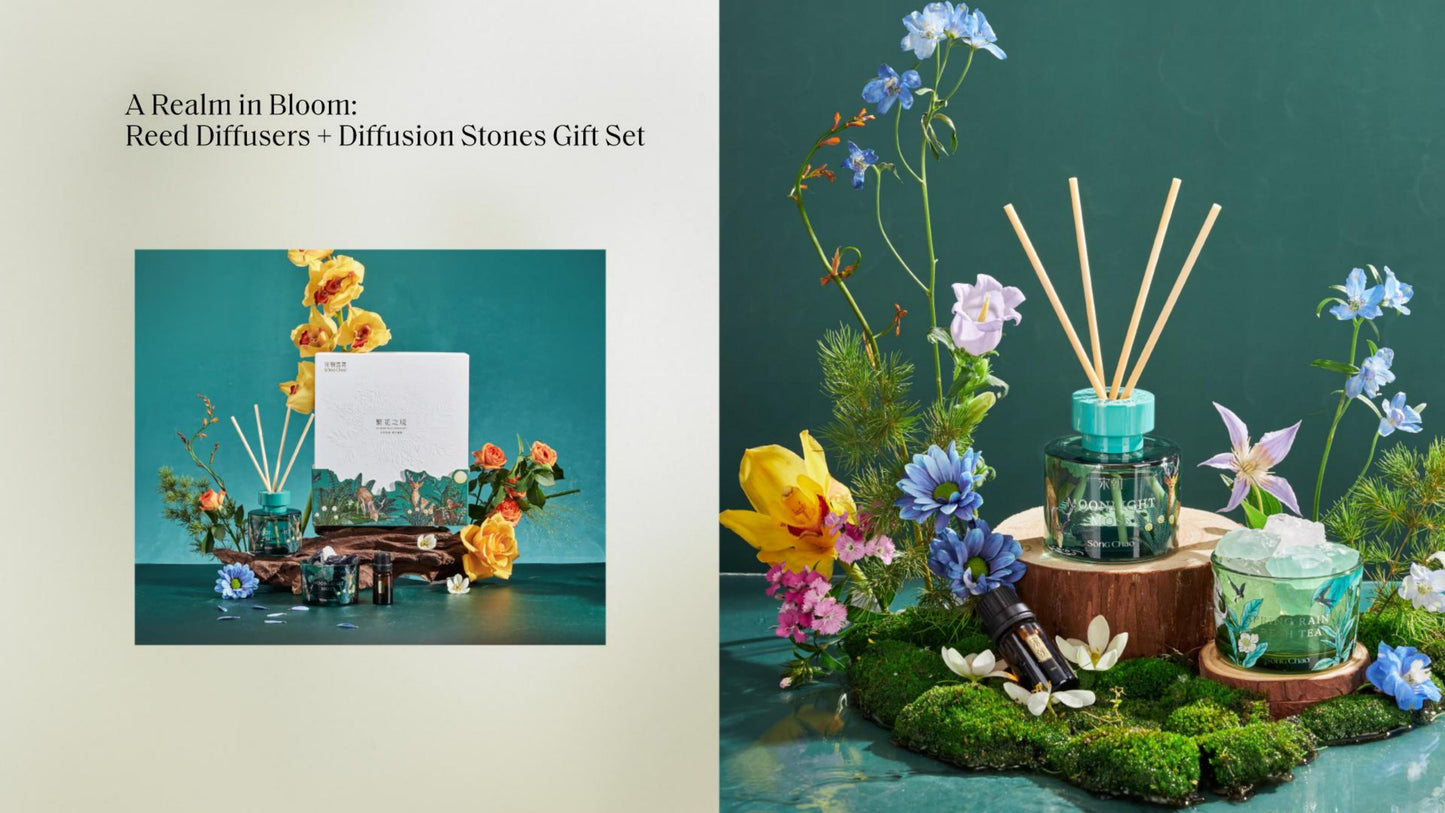A Realm in Bloom:Reed Diffusers+Diffusion Stones Gift Set