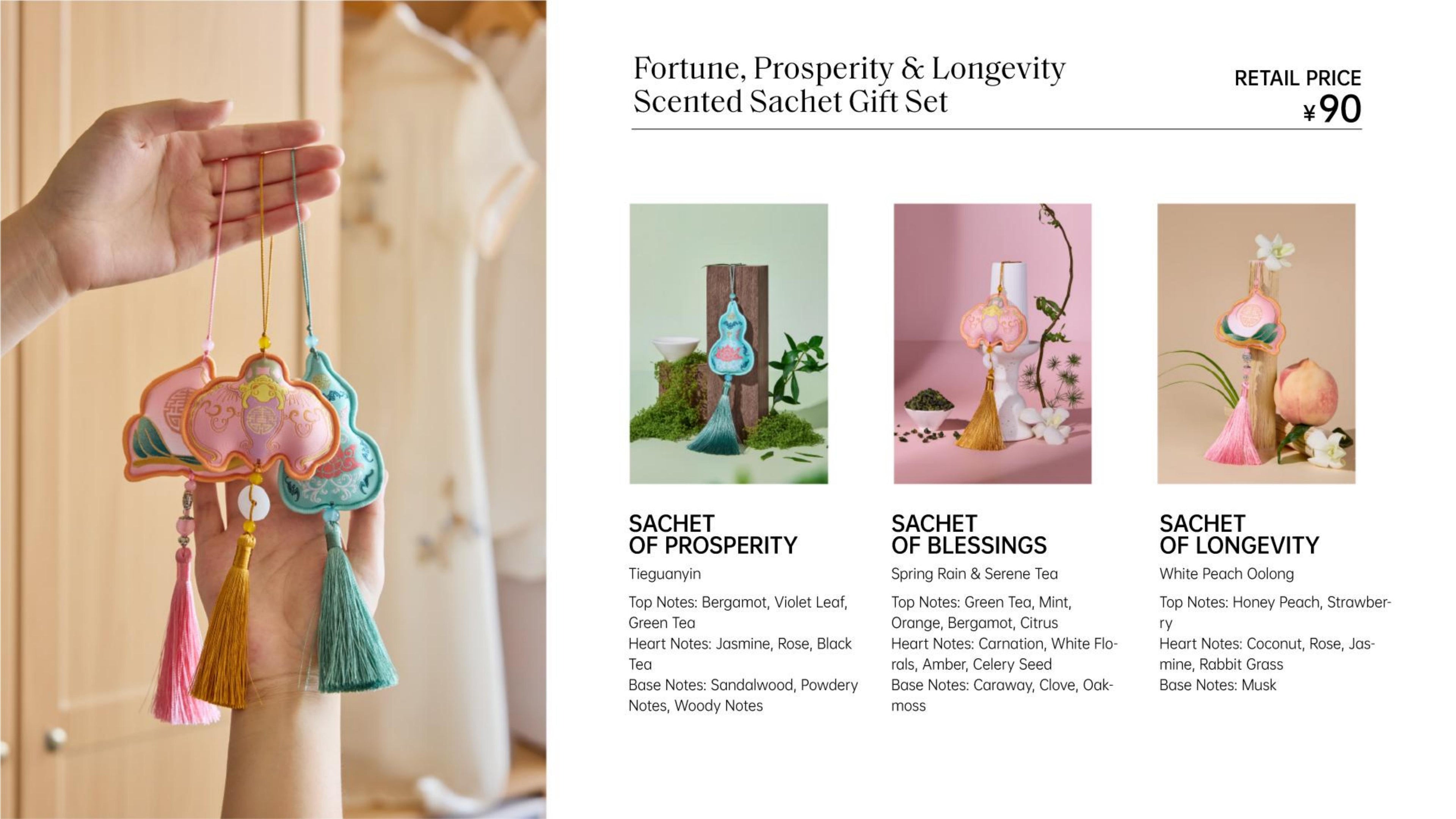 Fortune,Prosperity & Longevity Scented Sachet Gift Set