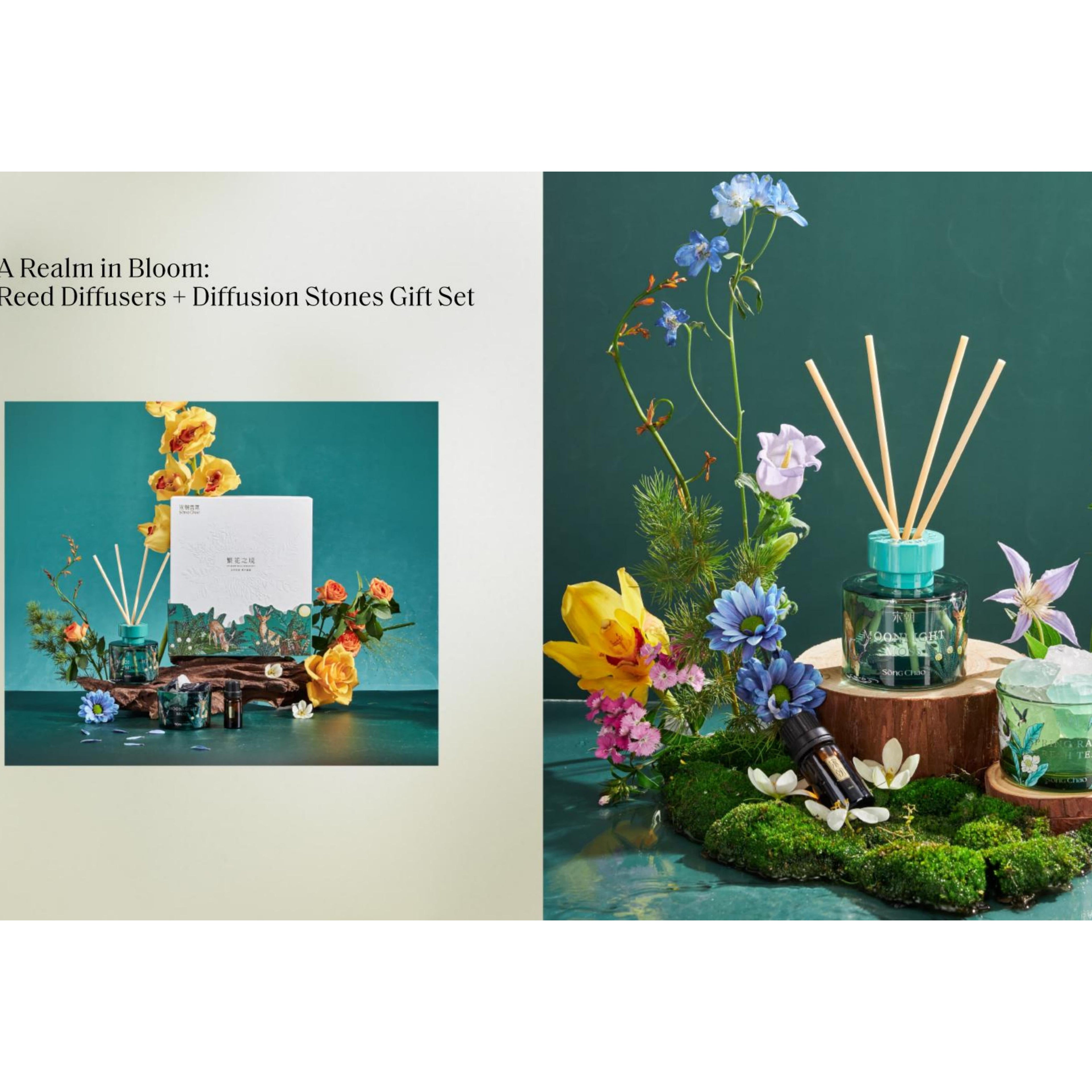 A Realm in Bloom:Reed Diffusers+Diffusion Stones Gift Set